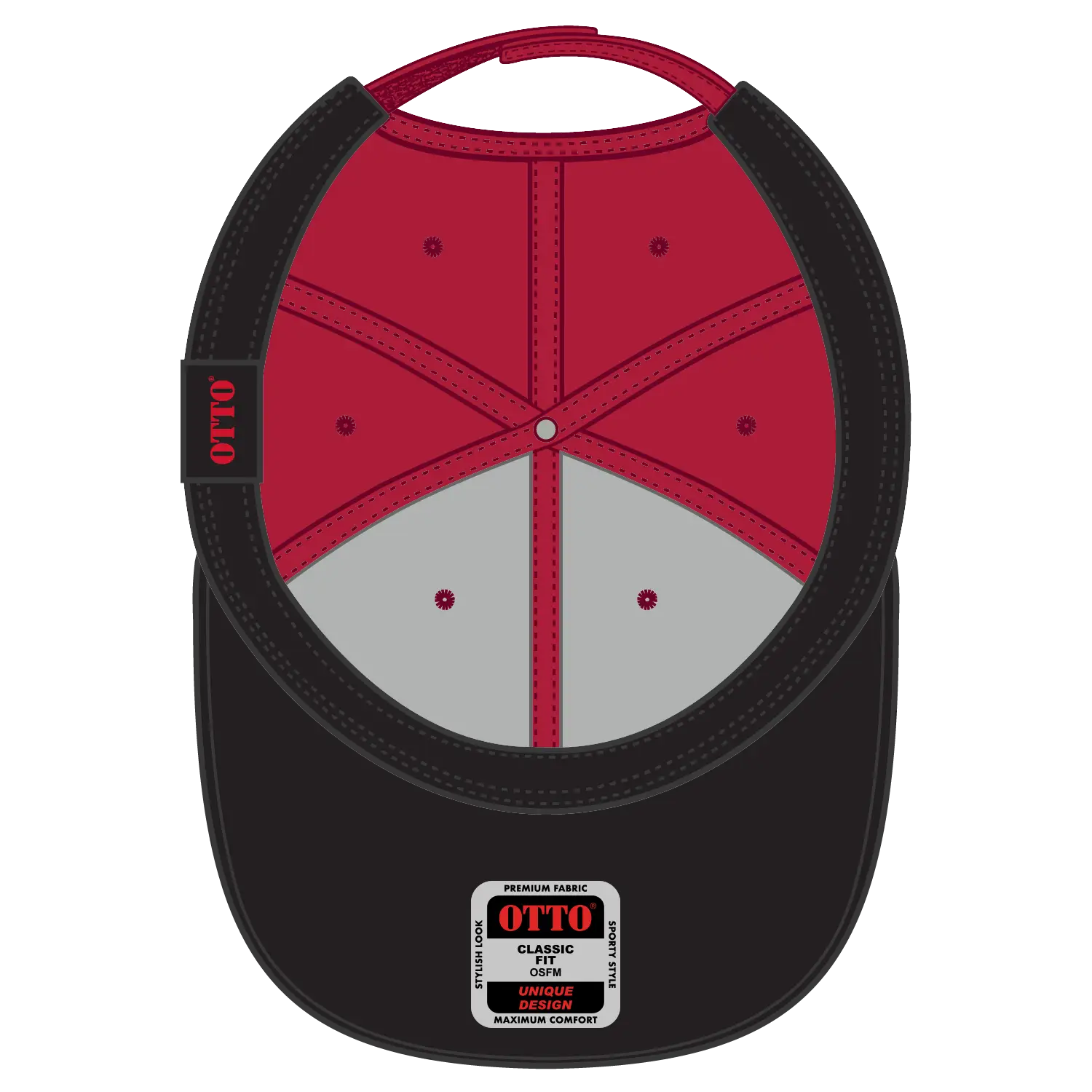 OTTO 80-1327 6 Panel Low Profile Baseball Cap - Black - Black / 6 1/2’’ - 7 5/8’’