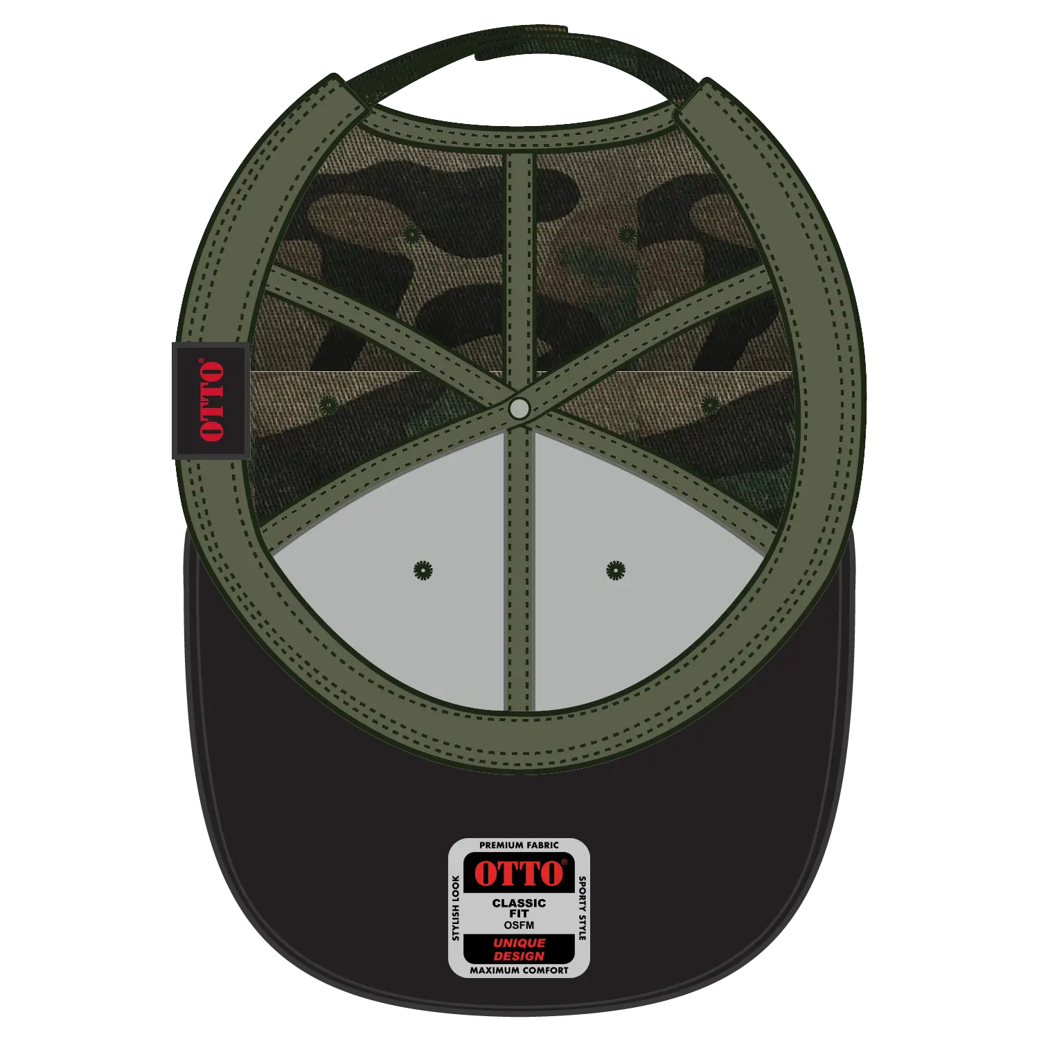 OTTO 80-1327 6 Panel Low Profile Baseball Cap - Camo 004 - Camo 004 / 6 1/2’’ - 7 5/8’’