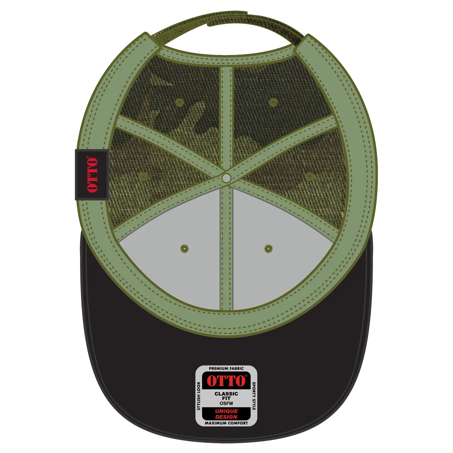 OTTO 80-1327 6 Panel Low Profile Baseball Cap - Camo 008 - Camo 008 / 6 1/2’’ - 7 5/8’’