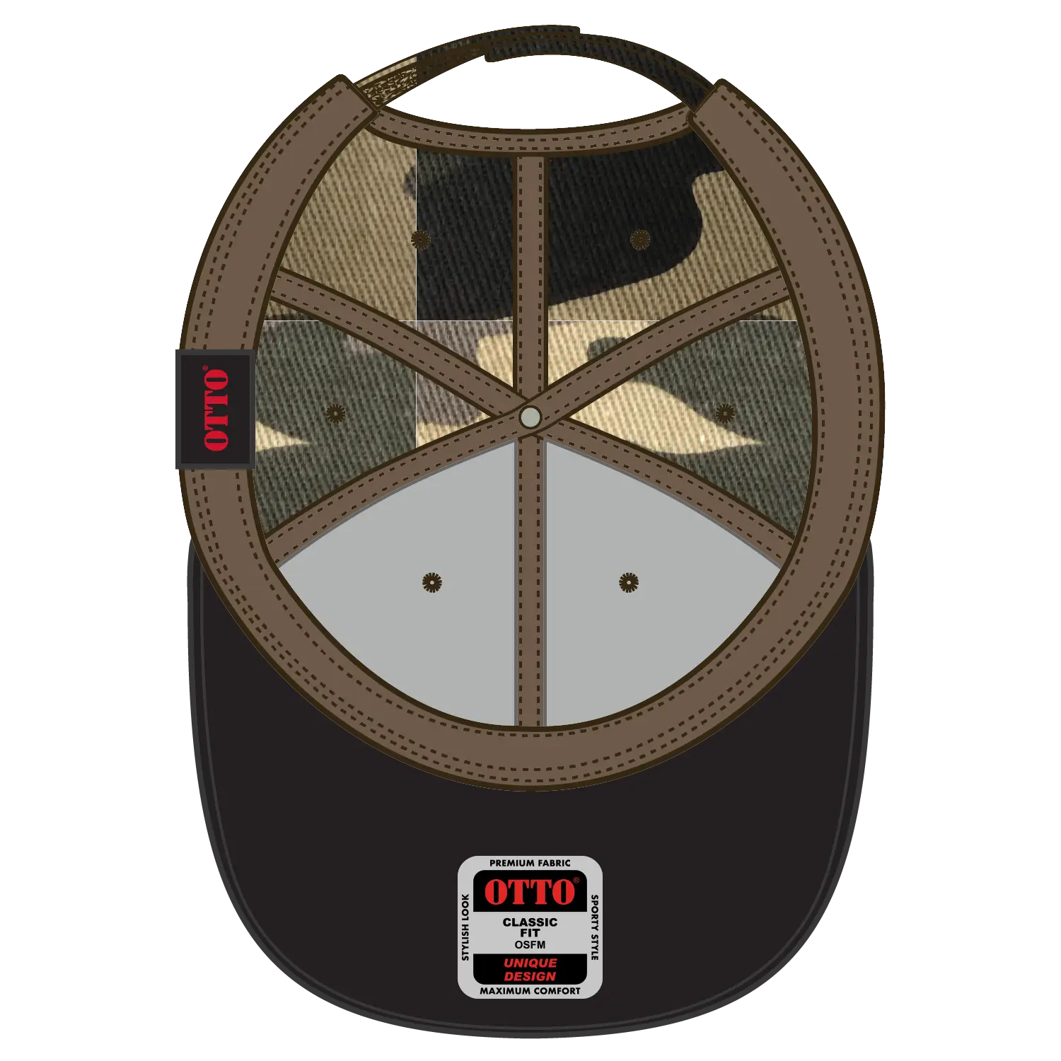 OTTO 80-1327 6 Panel Low Profile Baseball Cap - Camo 010 - Camo 010 / 6 1/2’’ - 7 5/8’’