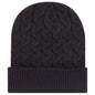 Otto 82-1 12’’ Cable Knit Beanie w/ Rib Knit Cuff - Black - Black / 6 1/2’’ - 7 5/8’’