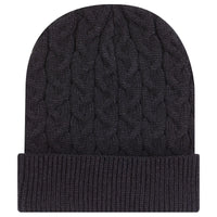 Otto 82-1 12’’ Cable Knit Beanie w/ Rib Knit Cuff - Black - Black / 6 1/2’’ - 7 5/8’’