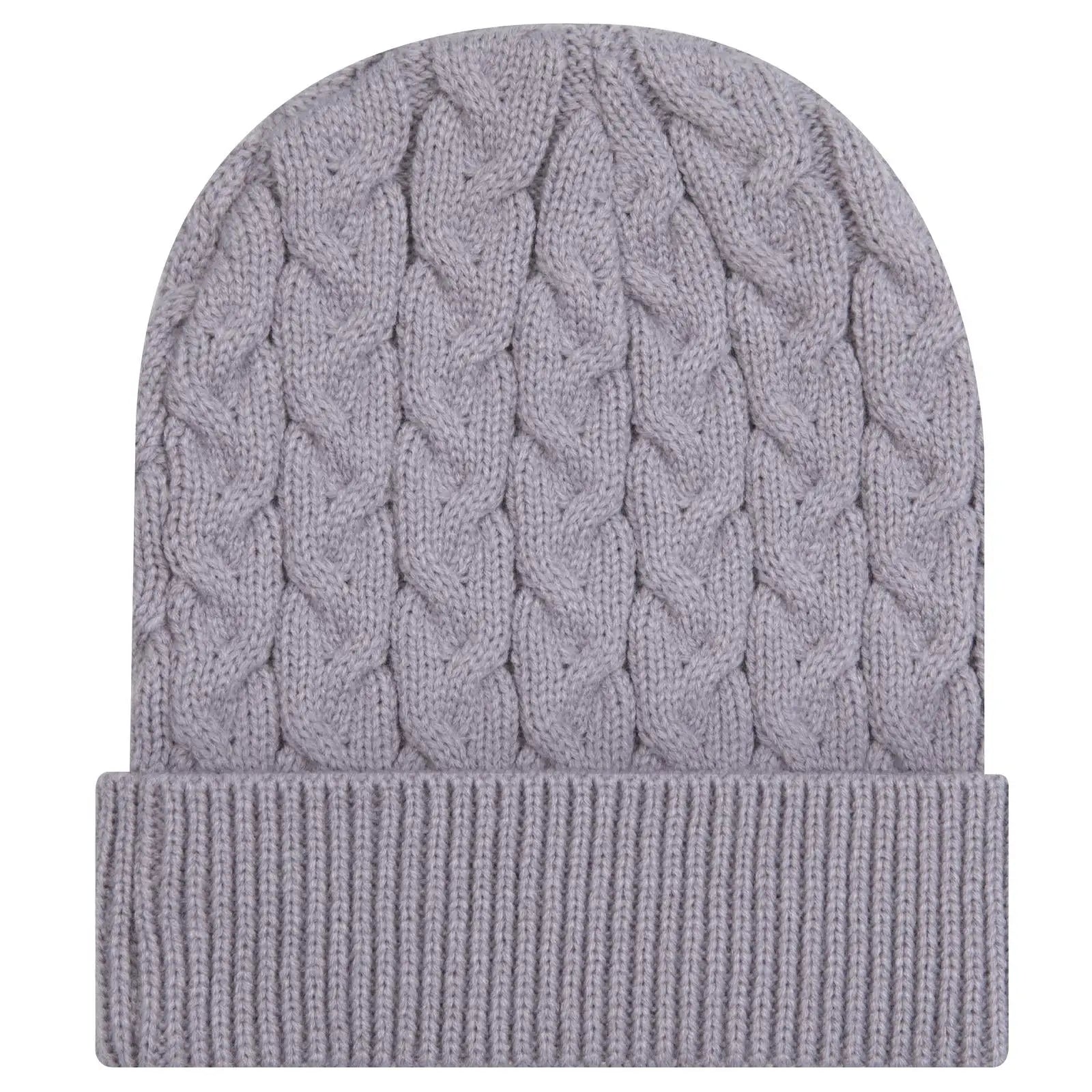 Otto 82-1 12’’ Cable Knit Beanie w/ Rib Knit Cuff - Gray - Gray / 6 1/2’’ - 7 5/8’’