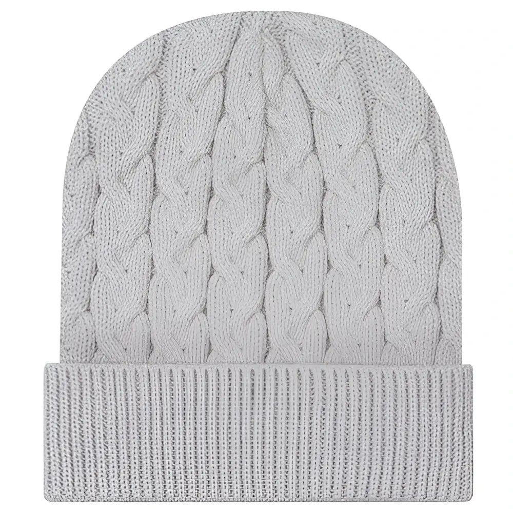 Otto 82-1 12’’ Cable Knit Beanie w/ Rib Knit Cuff - Lt. Gray - Lt. Gray / 6 1/2’’ - 7 5/8’’