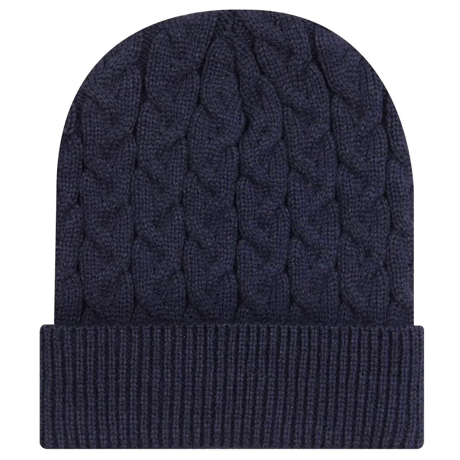 Otto 82-1 12’’ Cable Knit Beanie w/ Rib Knit Cuff - Navy - Navy / 6 1/2’’ - 7 5/8’’