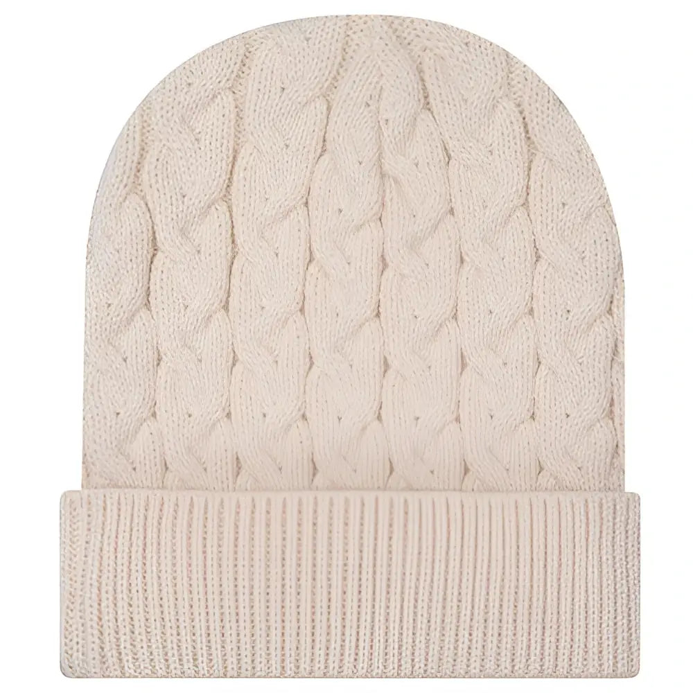 Otto 82-1 12’’ Cable Knit Beanie w/ Rib Knit Cuff - Sand - Sand / 6 1/2’’ - 7 5/8’’