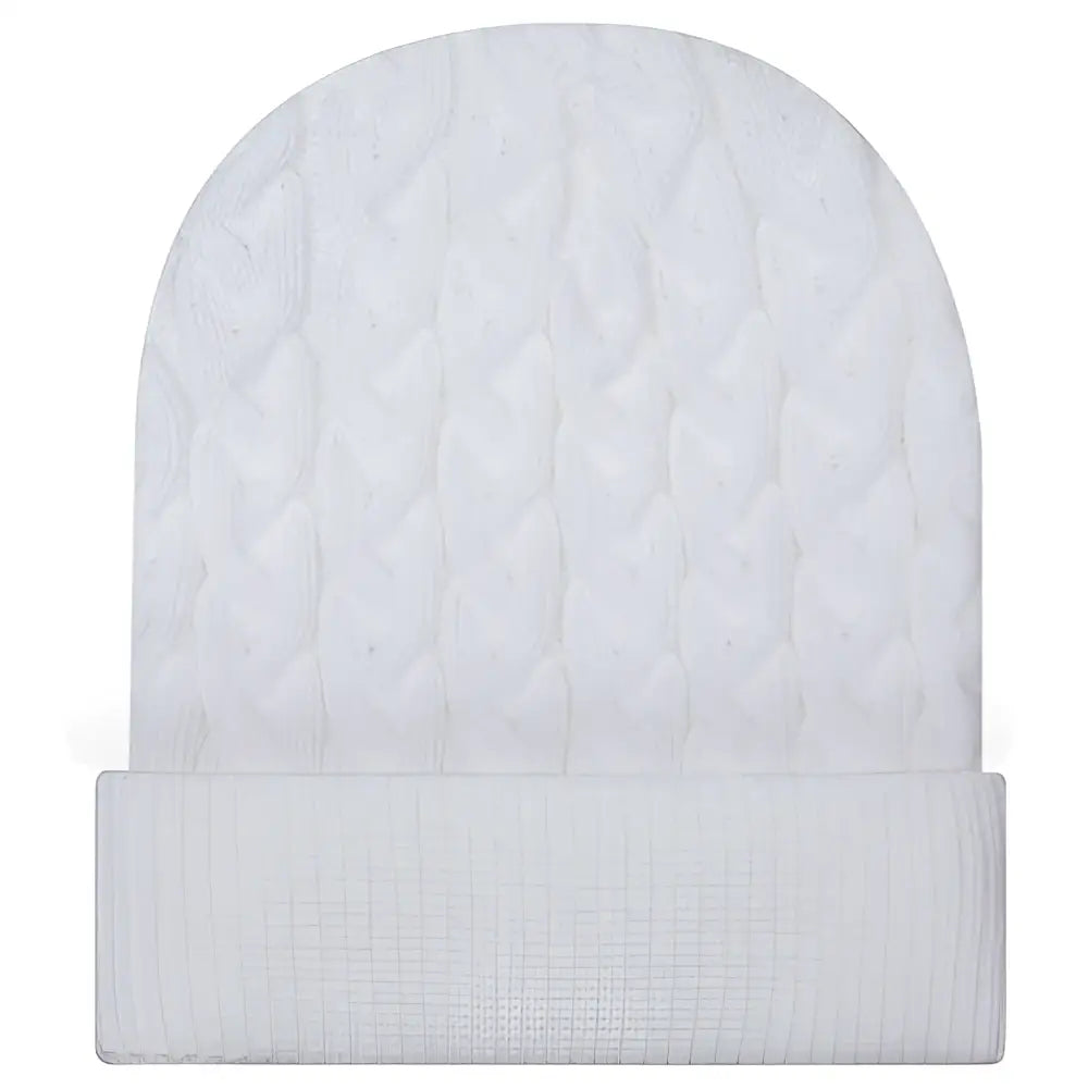 Otto 82-1 12’’ Cable Knit Beanie w/ Rib Knit Cuff - White - White / 6 1/2’’ - 7 5/8’’