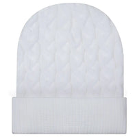 Otto 82-1 12’’ Cable Knit Beanie w/ Rib Knit Cuff - White - White / 6 1/2’’ - 7 5/8’’