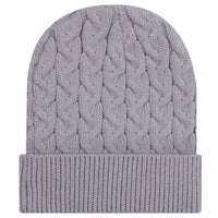 OTTO 82-1 12’’ Cable Knit Beanie with Rib Knit Cuff - Gray - Gray / 7 3/8’’ - 7 5/8’’