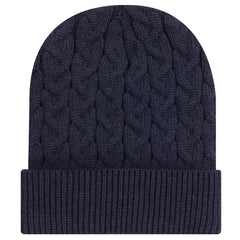 OTTO 82-1 12’’ Cable Knit Beanie with Rib Knit Cuff - Navy - Navy / 7 3/8’’ - 7 5/8’’