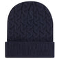 OTTO 82-1 12’’ Cable Knit Beanie with Rib Knit Cuff - Navy - Navy / 7 3/8’’ - 7 5/8’’