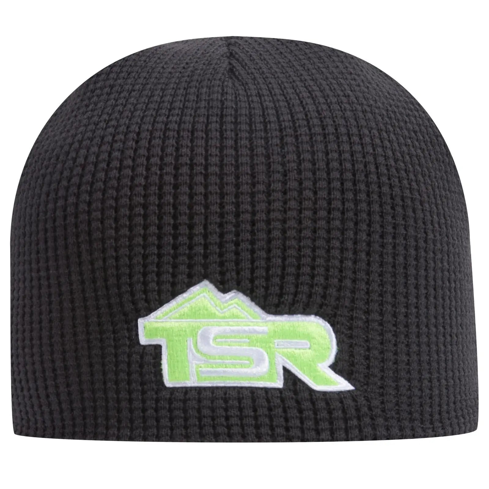 OTTO 82-1068 8’’ Waffle Rib Knit Beanie - Black - Black / 7 3/8’’ - 7 5/8’’