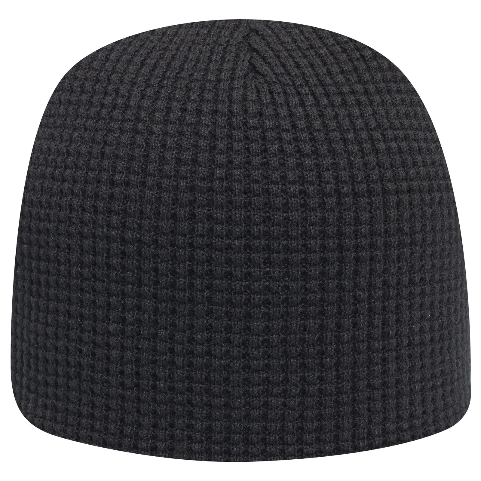 OTTO 82-1068 8’’ Waffle Rib Knit Beanie - Black - Black / 7 3/8’’ - 7 5/8’’