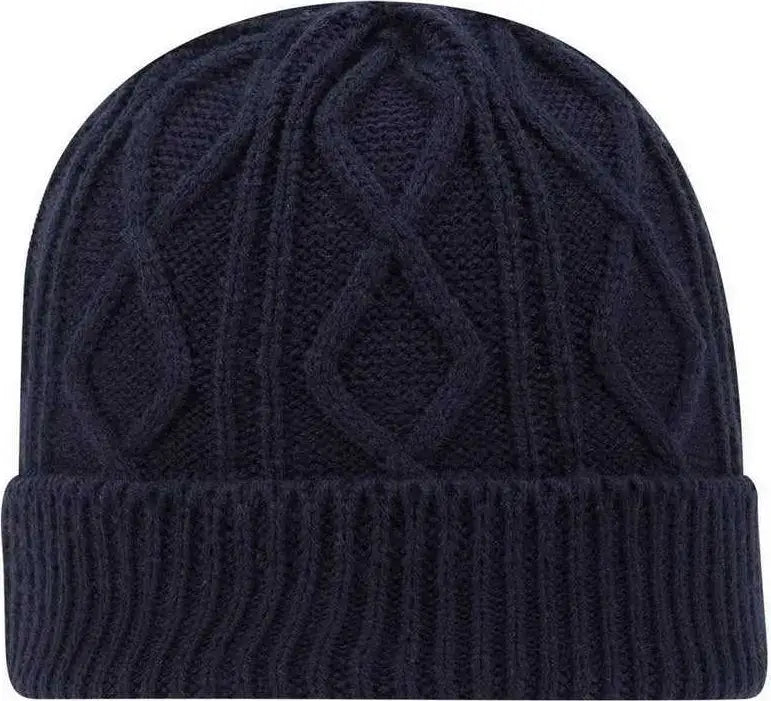 OTTO 82-1215 100% Acrylic Cable Knit Beanie - Navy - Navy / One Size Fits Most