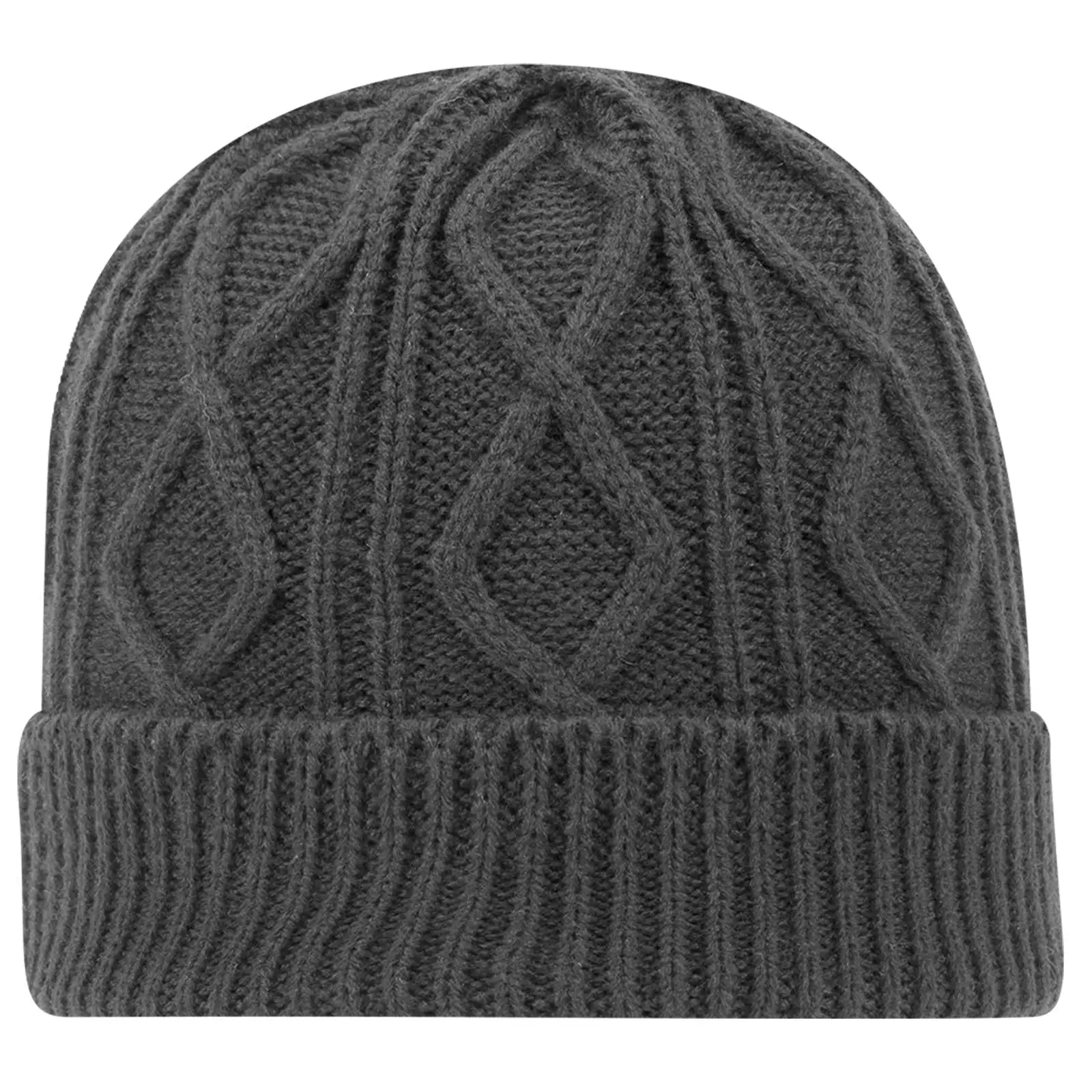 OTTO 82-1215 12’’ Cable Knit Beanie W/ Rib Knit Cuff - Char. Gray - Char. Gray / 6 1/2’’ - 7 5/8’’