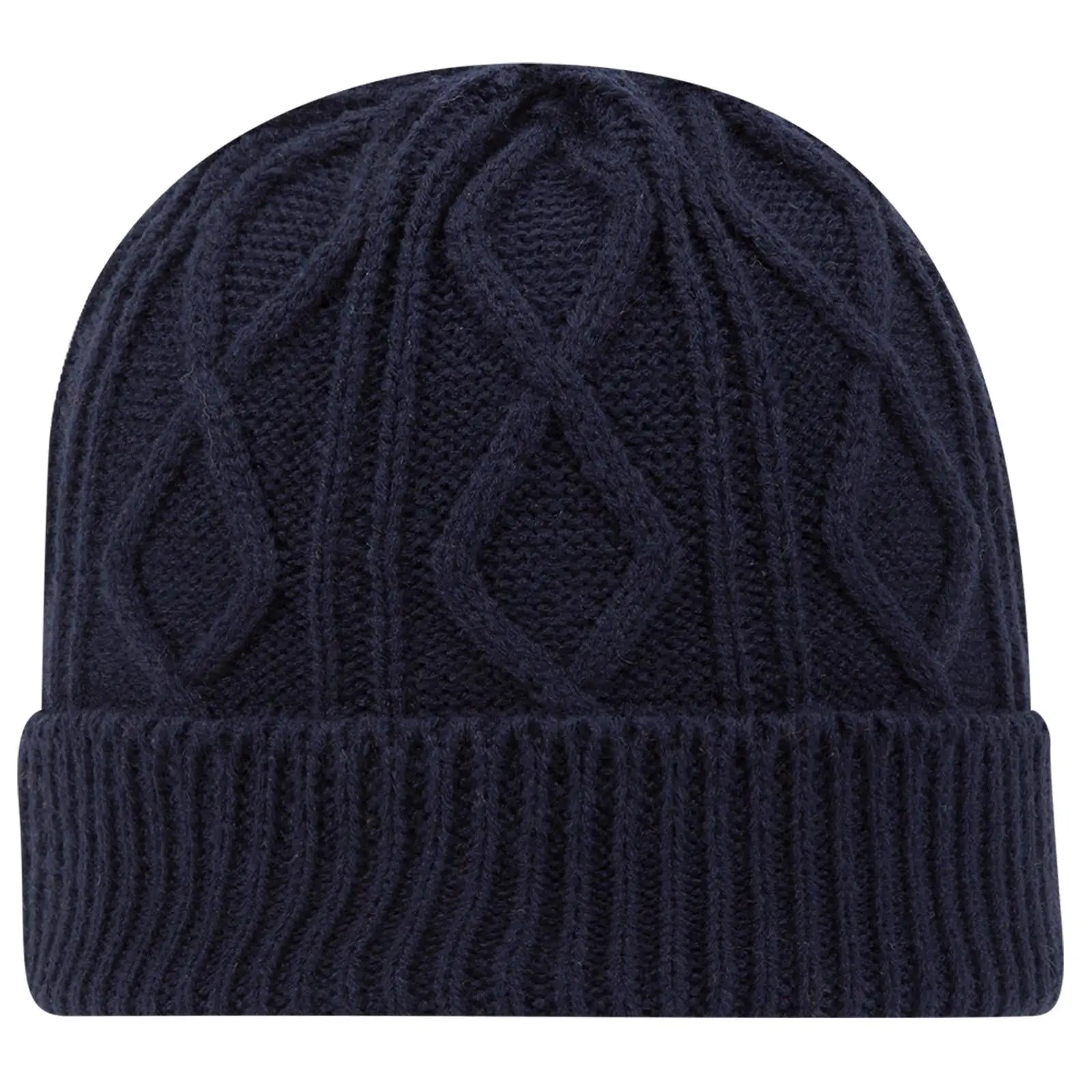 OTTO 82-1215 12’’ Cable Knit Beanie W/ Rib Knit Cuff - Navy - Navy / 6 1/2’’ - 7 5/8’’