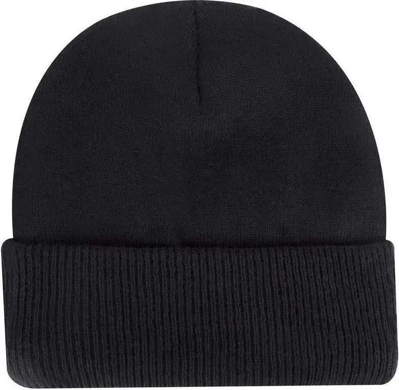 OTTO 82 1316 12 Classic Knit Beanie with Inside Fleece Lining Rib Knit Cuff Black Black / One Size Fits Most
