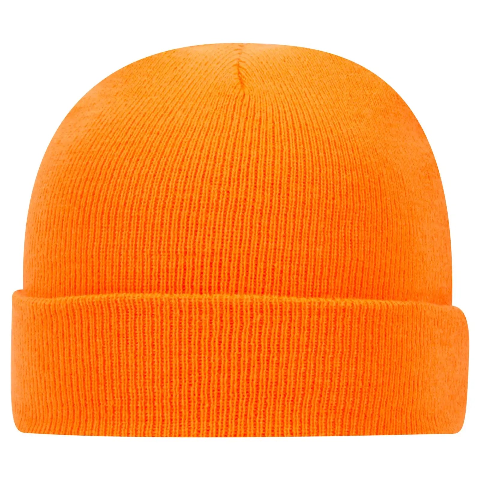 OTTO 82-404 12’’ Classic Knit Beanie W/ Cuff - N. Orange - N. Orange / 6 1/2’’ - 7 5/8’’