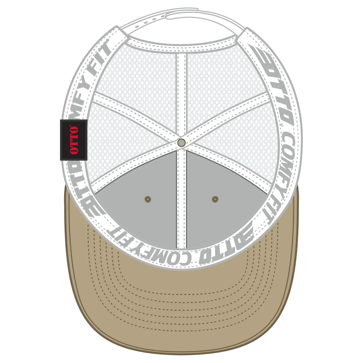 OTTO 83-1 ’OTTO Comfy Fit’ 6 Panel Low Profile Mesh Back Trucker Cap - Kha/Wht - Kha/Wht / 7 3/8’’ - 7 5/8’’