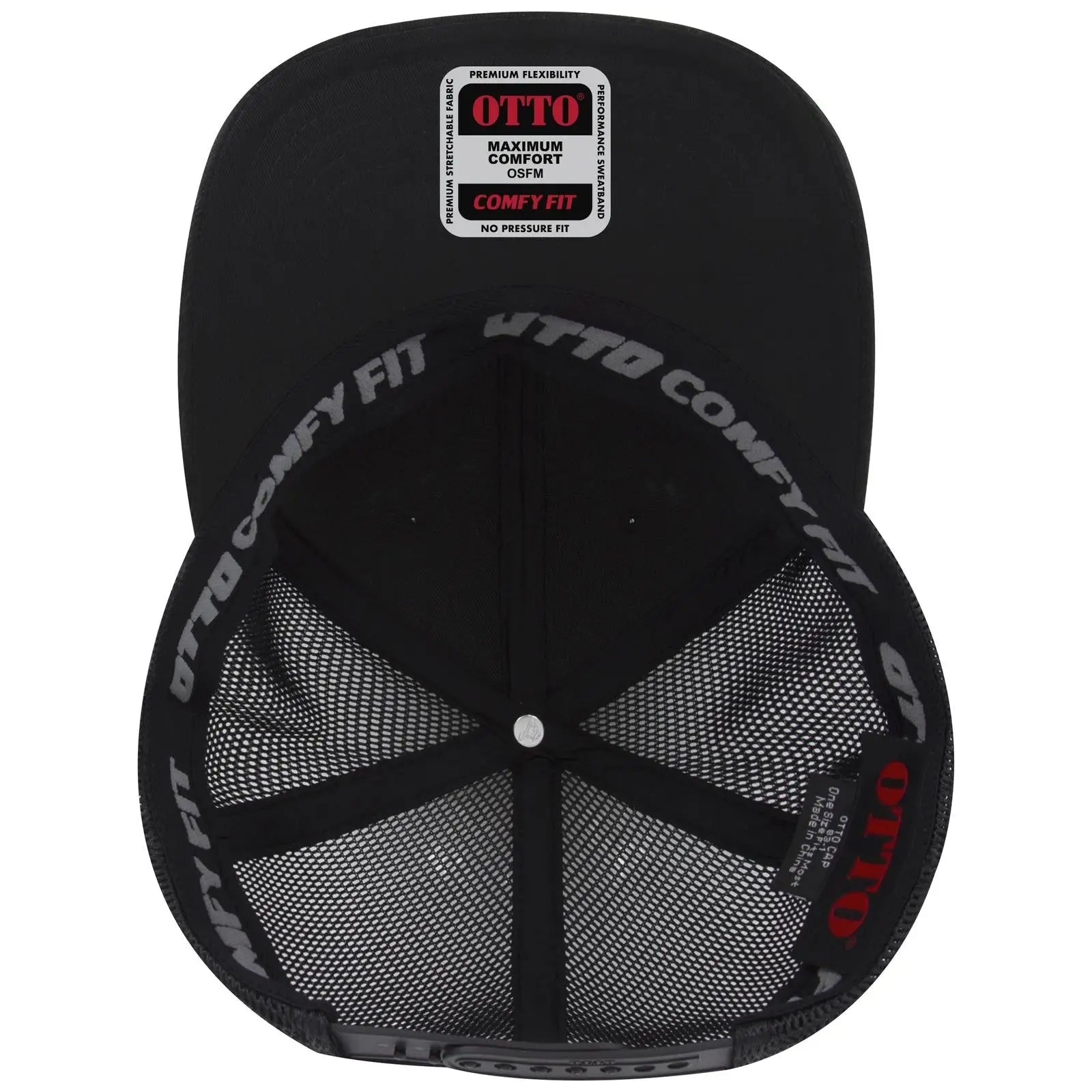 OTTO 83-1 ’OTTO Comfy Fit’ 6 Panel Low Profile Mesh Back Trucker Cap - Black - Black / 7 3/8’’ - 7 5/8’’