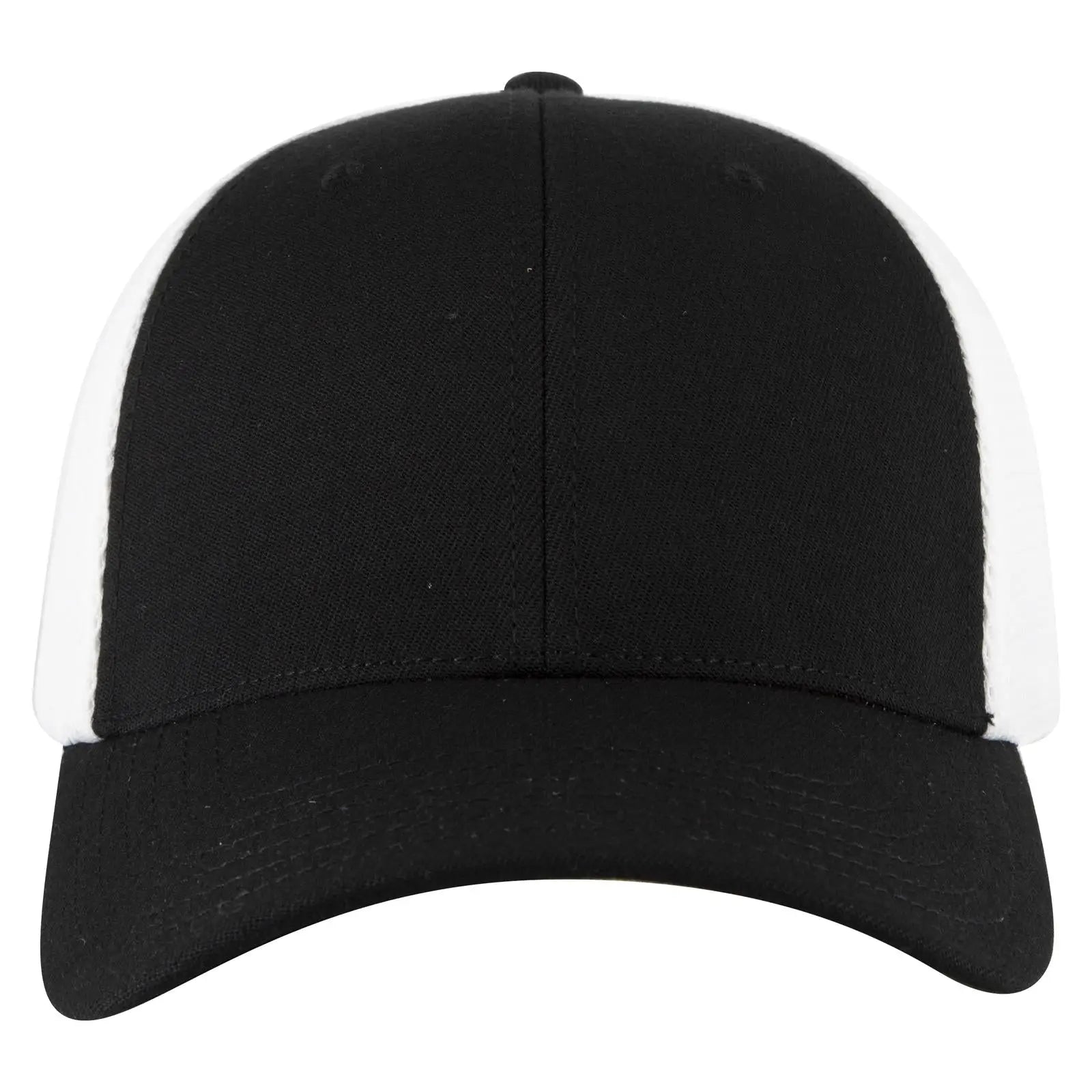 OTTO 83-1 ’OTTO Comfy Fit’ 6 Panel Low Profile Mesh Back Trucker Cap - Blk/Wht - Blk/Wht / 7 3/8’’ - 7 5/8’’