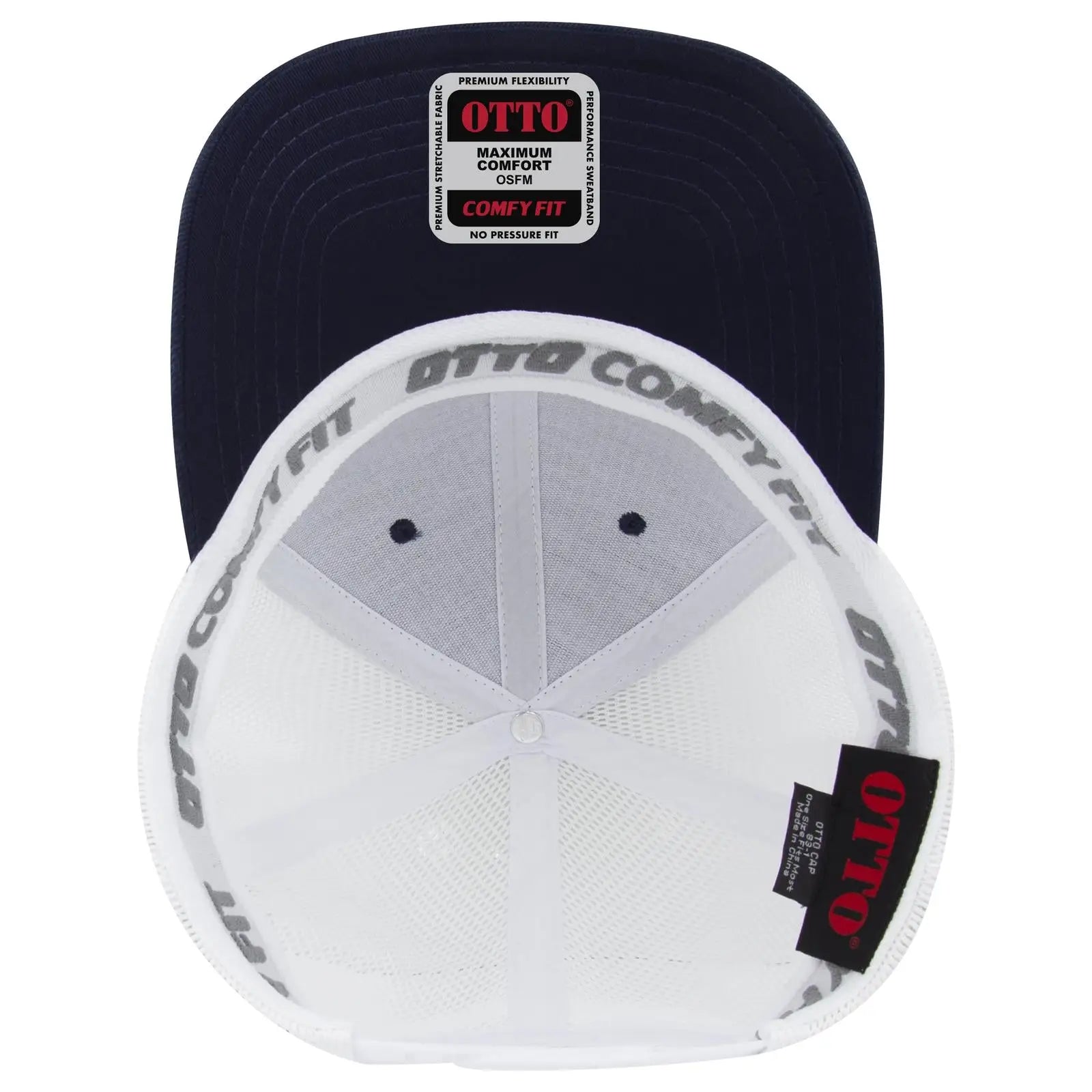 OTTO 83-1 ’OTTO Comfy Fit’ 6 Panel Low Profile Mesh Back Trucker Cap - Nvy/Wht - Nvy/Wht / 7 3/8’’ - 7 5/8’’