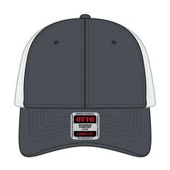 OTTO 83-1 ’OTTO Comfy Fit’ 6 Panel Low Profile Mesh Back Trucker Cap - Ch.Gry/Wht - Ch.Gry/Wht / 7 3/8’’ - 7 5/8’’