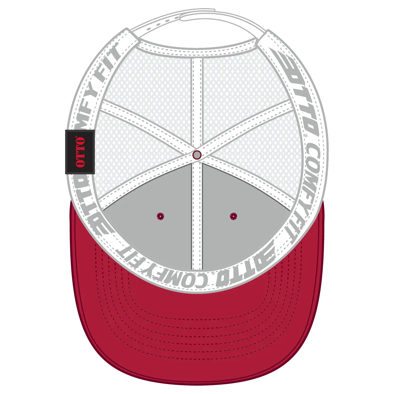 OTTO 83-1 ’OTTO Comfy Fit’ 6 Panel Low Profile Mesh Back Trucker Cap - Red/Wht - Red/Wht / 7 3/8’’ - 7 5/8’’