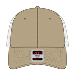OTTO 83-1 ’OTTO Comfy Fit’ 6 Panel Low Profile Mesh Back Trucker Cap - Kha/Wht - Kha/Wht / 7 3/8’’ - 7 5/8’’