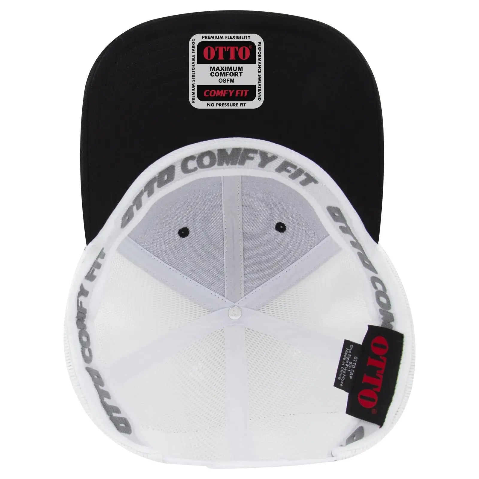 OTTO 83-1 ’OTTO Comfy Fit’ 6 Panel Low Profile Mesh Back Trucker Cap - Blk/Wht - Blk/Wht / 7 3/8’’ - 7 5/8’’