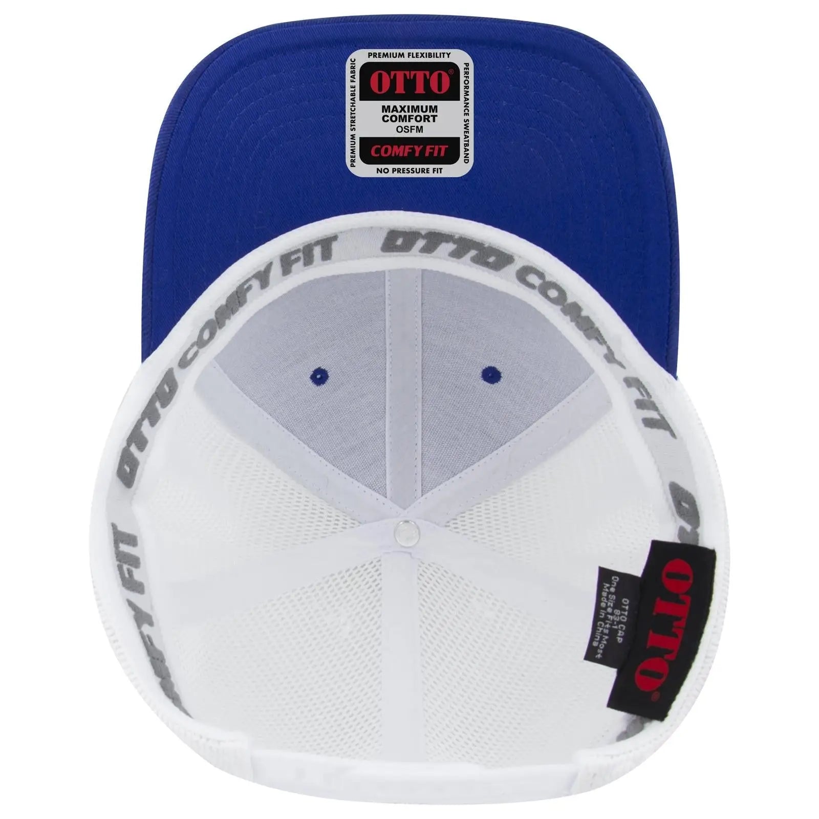 OTTO 83-1 ’OTTO Comfy Fit’ 6 Panel Low Profile Mesh Back Trucker Cap - Ryl/Wht - Ryl/Wht / 7 3/8’’ - 7 5/8’’