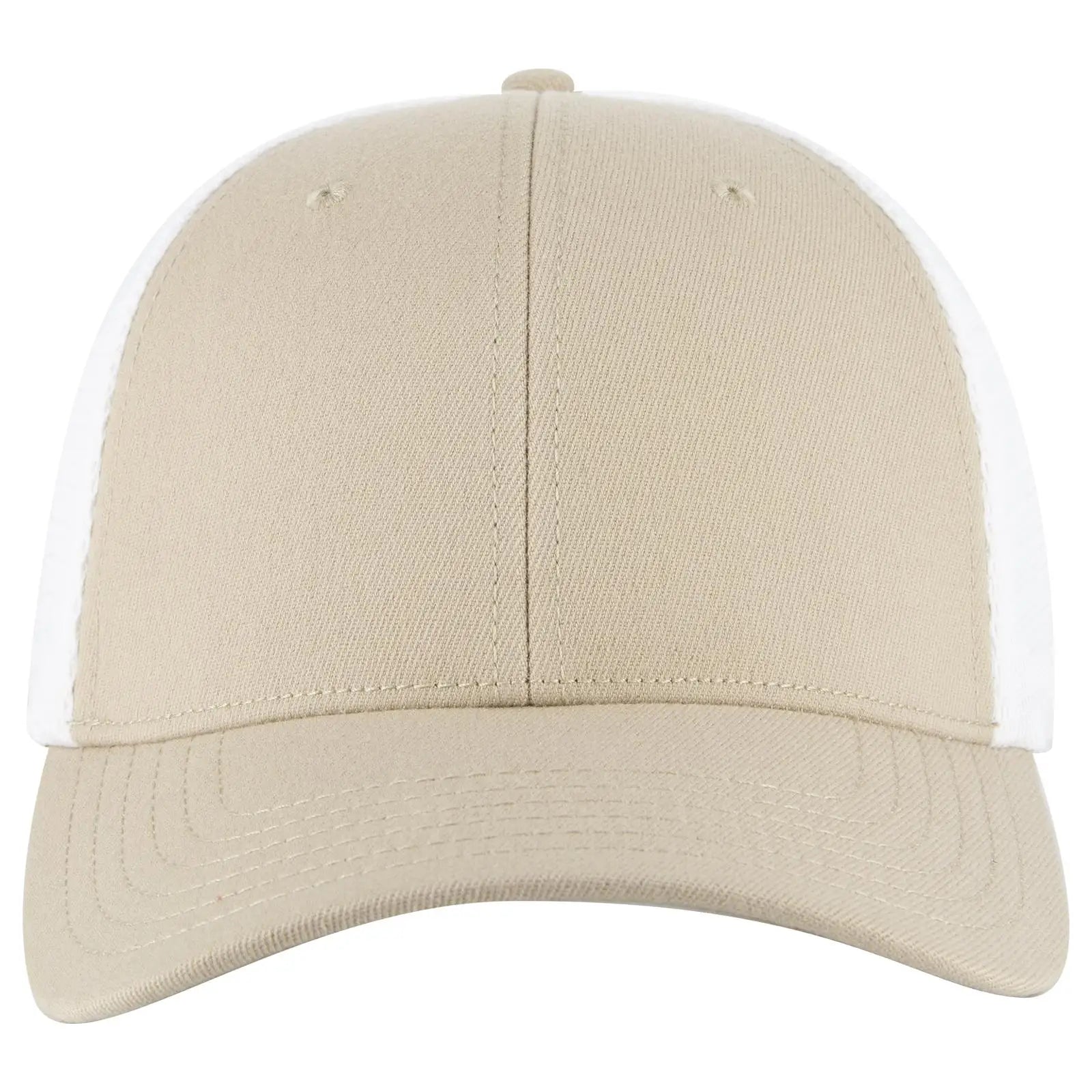 OTTO 83-1 ’OTTO Comfy Fit’ 6 Panel Low Profile Mesh Back Trucker Cap - Kha/Wht - Kha/Wht / 7 3/8’’ - 7 5/8’’
