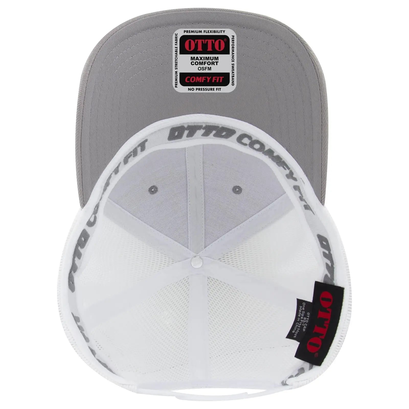 OTTO 83-1 ’OTTO Comfy Fit’ 6 Panel Low Profile Mesh Back Trucker Cap - Gry/Wht - Gry/Wht / 7 3/8’’ - 7 5/8’’