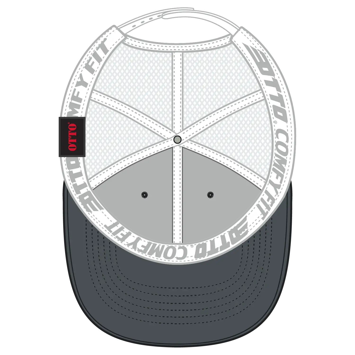 OTTO 83-1 ’OTTO Comfy Fit’ 6 Panel Low Profile Mesh Back Trucker Cap - Ch.Gry/Wht - Ch.Gry/Wht / 7 3/8’’ - 7 5/8’’