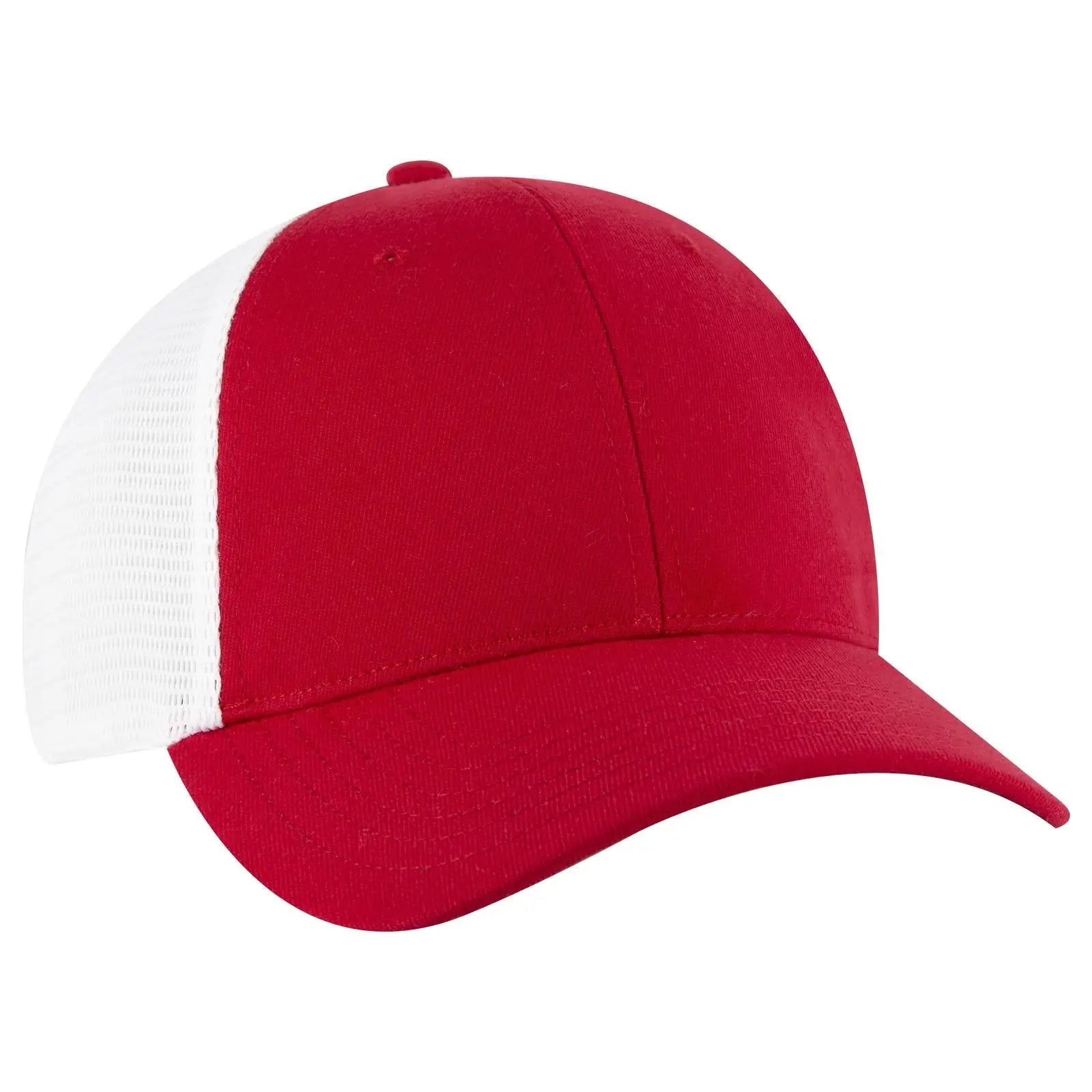 OTTO 83-1 ’OTTO Comfy Fit’ 6 Panel Low Profile Mesh Back Trucker Cap - Red/Wht - Red/Wht / 7 3/8’’ - 7 5/8’’