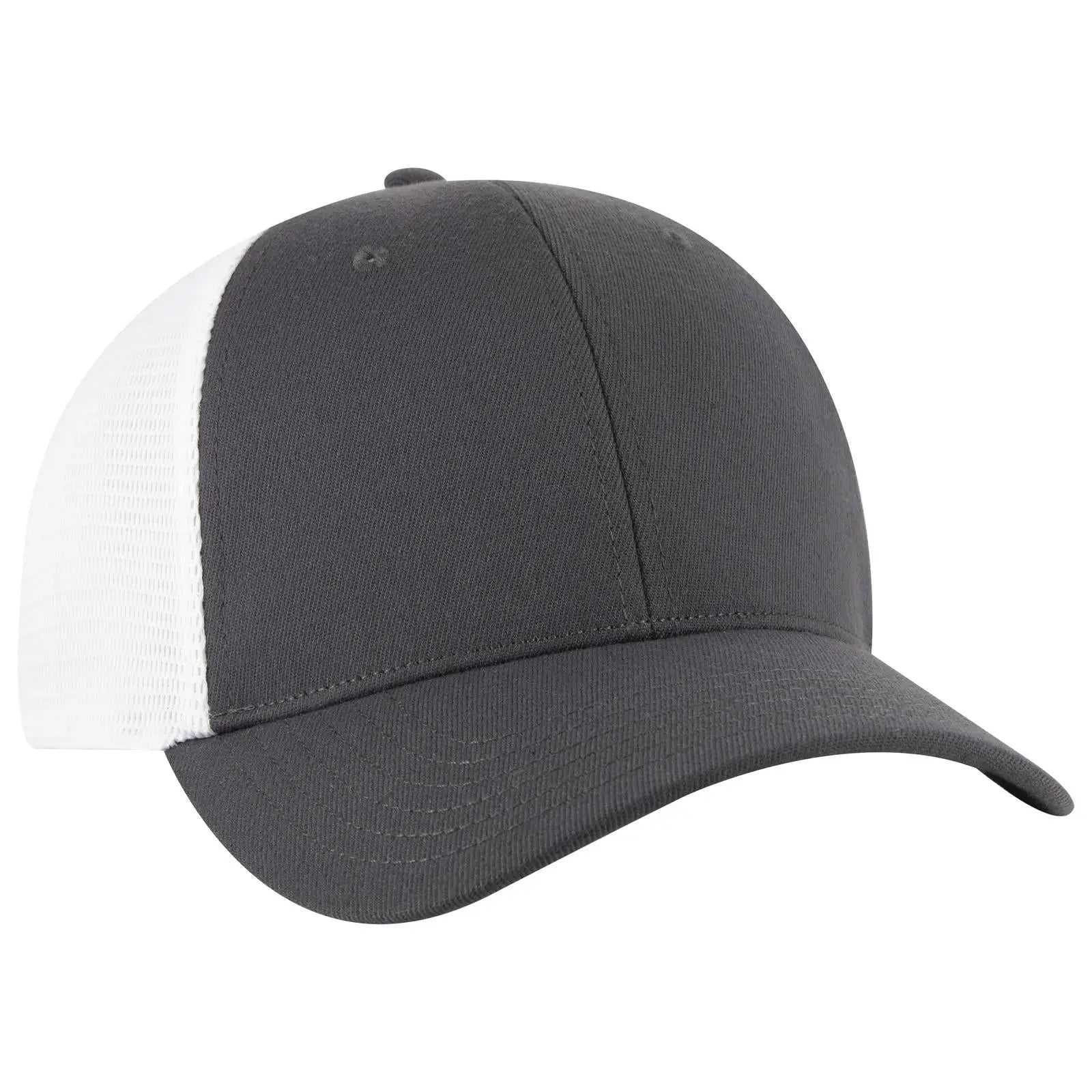 OTTO 83-1 ’OTTO Comfy Fit’ 6 Panel Low Profile Mesh Back Trucker Cap - Ch.Gry/Wht - Ch.Gry/Wht / 7 3/8’’ - 7 5/8’’
