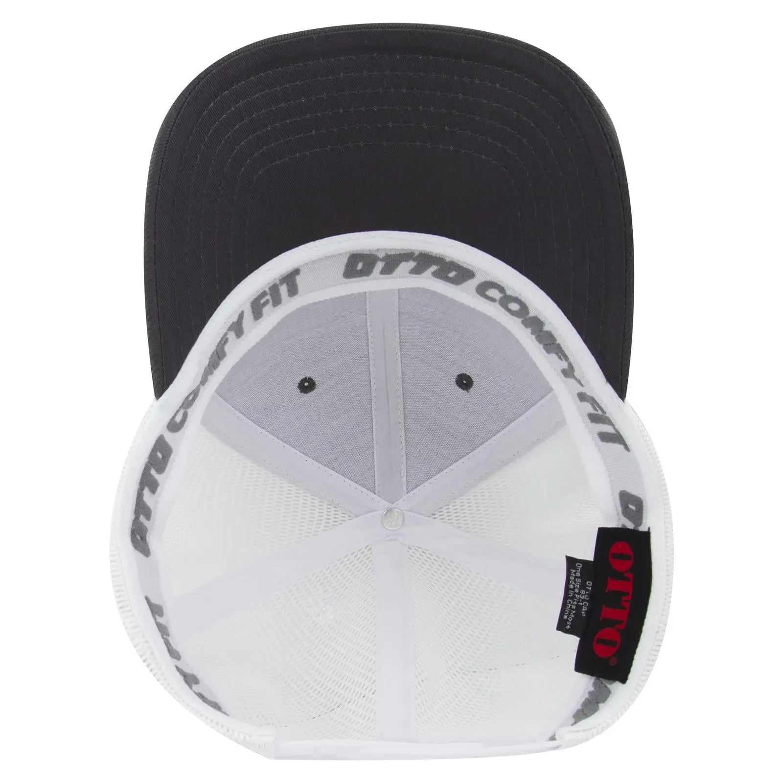 OTTO 83-1 ’OTTO Comfy Fit’ 6 Panel Low Profile Mesh Back Trucker Cap - Ch.Gry/Wht - Ch.Gry/Wht / 7 3/8’’ - 7 5/8’’