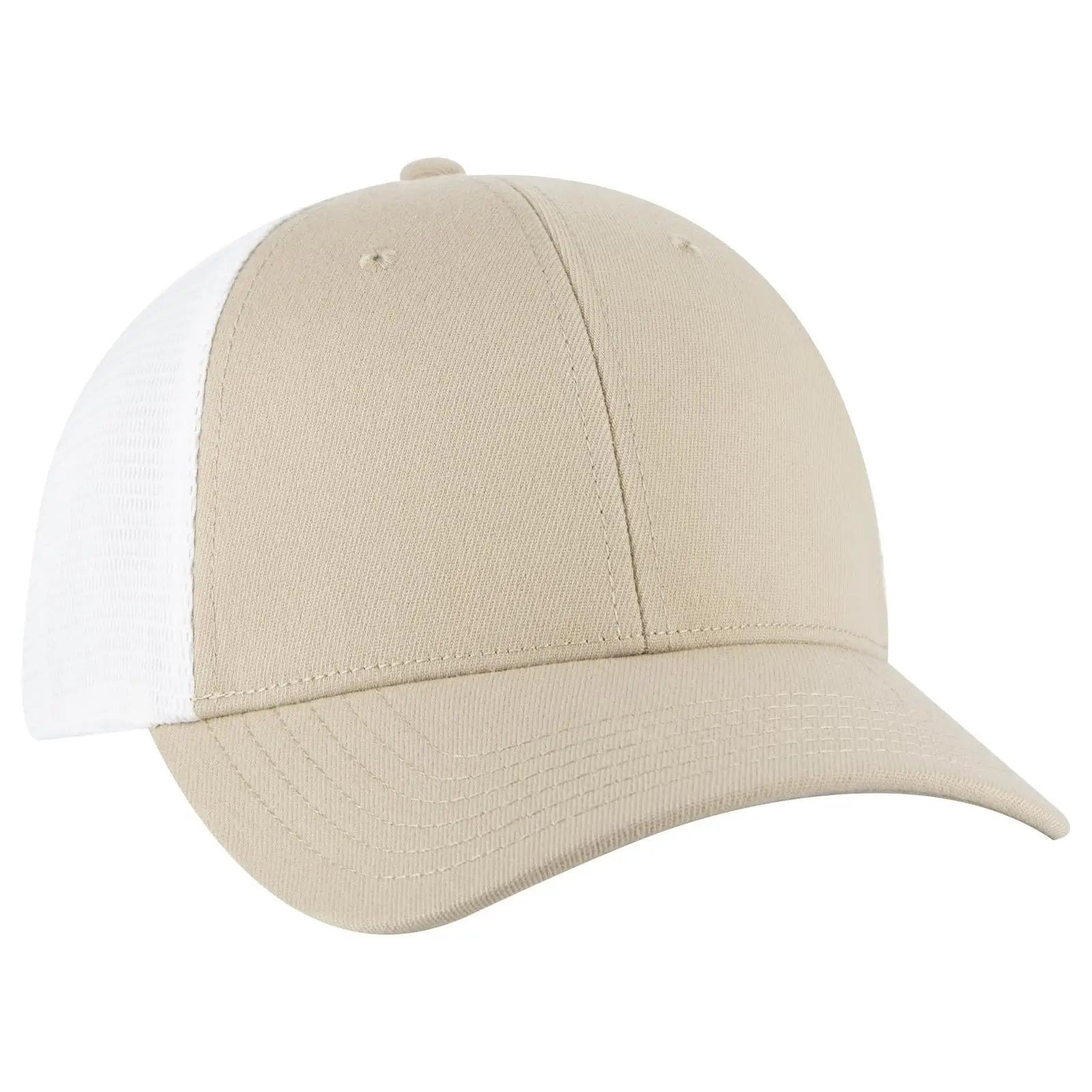 OTTO 83-1 ’OTTO Comfy Fit’ 6 Panel Low Profile Mesh Back Trucker Cap - Kha/Wht - Kha/Wht / 7 3/8’’ - 7 5/8’’