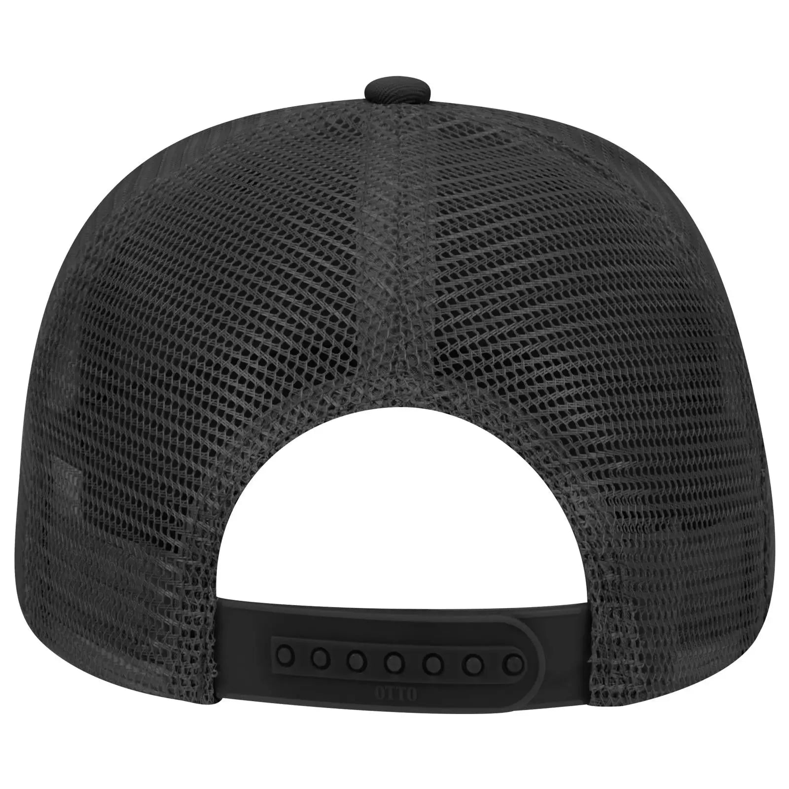 OTTO 83-1101 6 Panel Low Profile Mesh Back Trucker Cap - Black - Black / 6 1/2’’ - 7 5/8’’