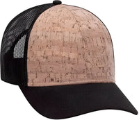 OTTO 83-1212 6 Panel Cork Mesh Back Cap - Black Cork Black - Black Cork / One Size Fits Most