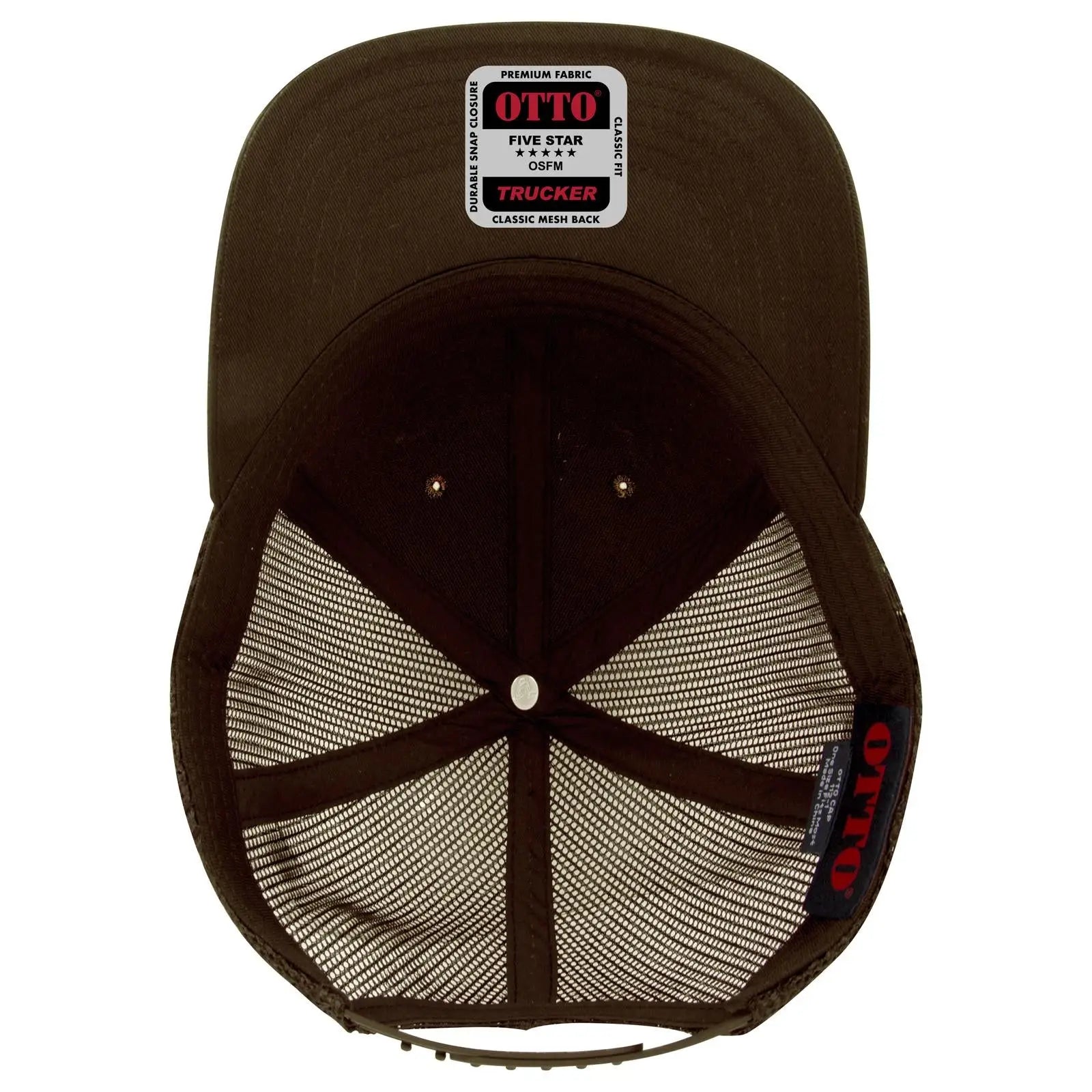 OTTO 83-1212 6 Panel Low Profile Mesh Back Trucker Cap - D.Brn/Cork/D.Brn - D.Brn/Cork/D.Brn / 6 1/2’’ - 7 5/8’’