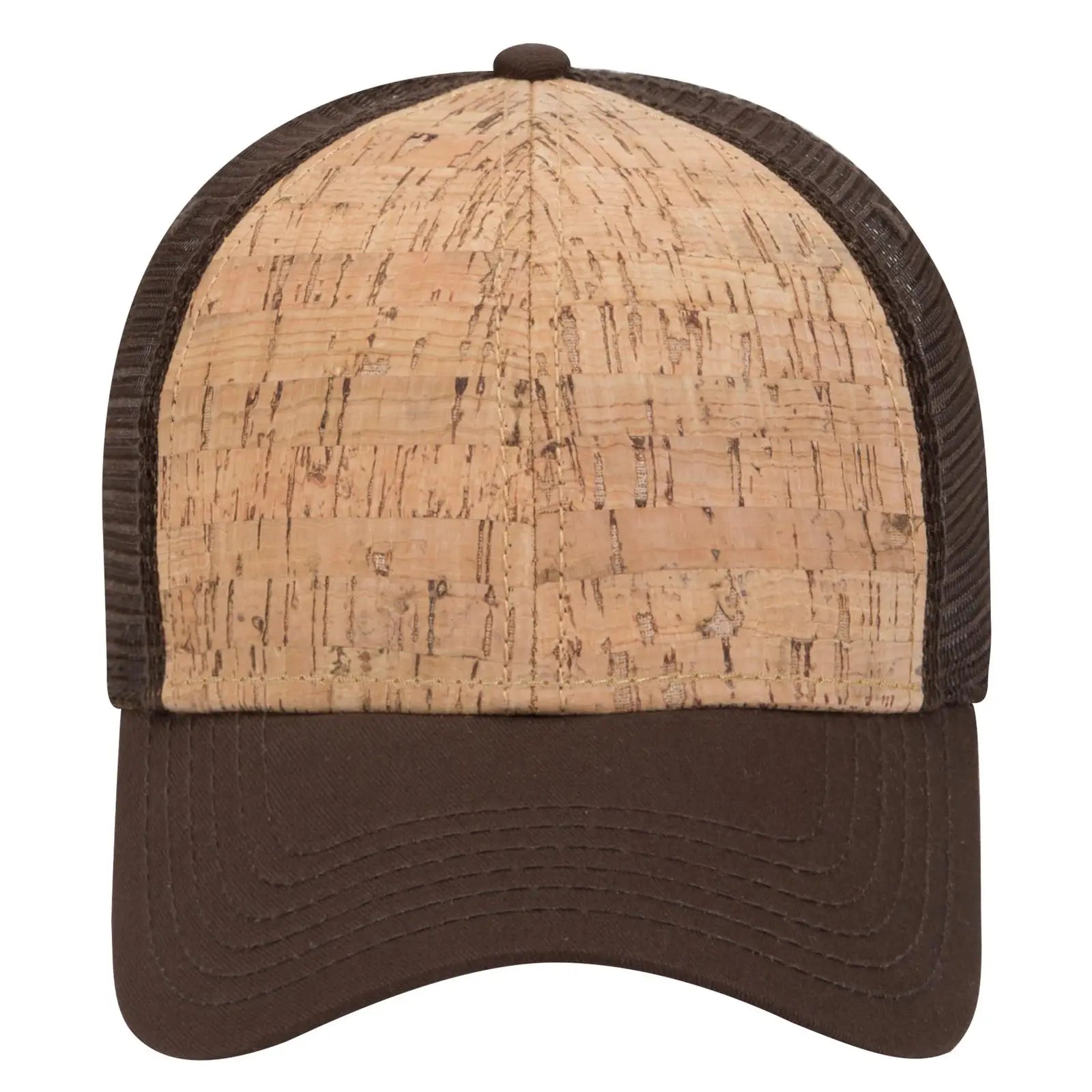 OTTO 83-1212 6 Panel Low Profile Mesh Back Trucker Cap - D.Brn/Cork/D.Brn - D.Brn/Cork/D.Brn / 6 1/2’’ - 7 5/8’’