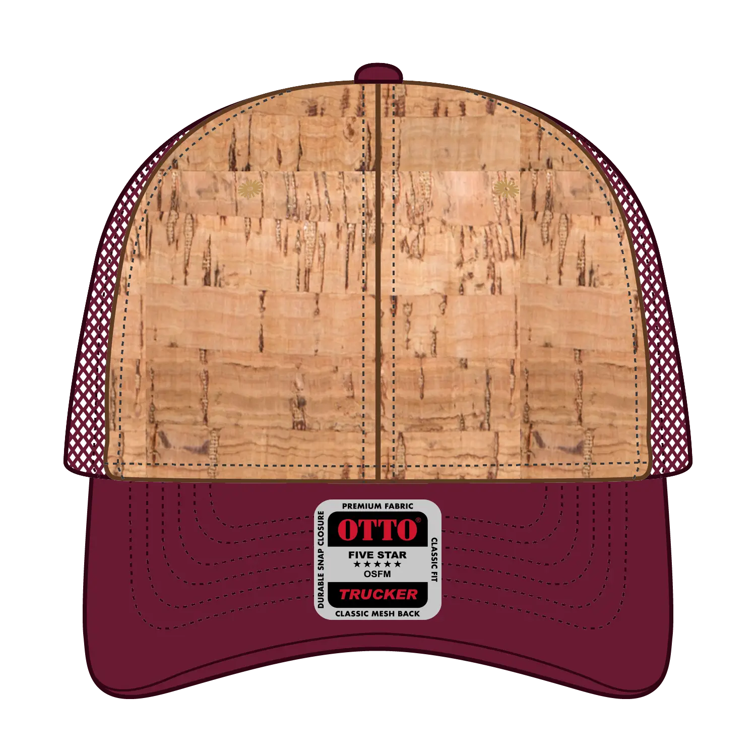 OTTO 83-1212 6 Panel Low Profile Mesh Back Trucker Cap - Bg Mrn/Crk/Bg Mrn - Bg Mrn/Crk/Bg Mrn / 6 1/2’’ - 7 5/8’’