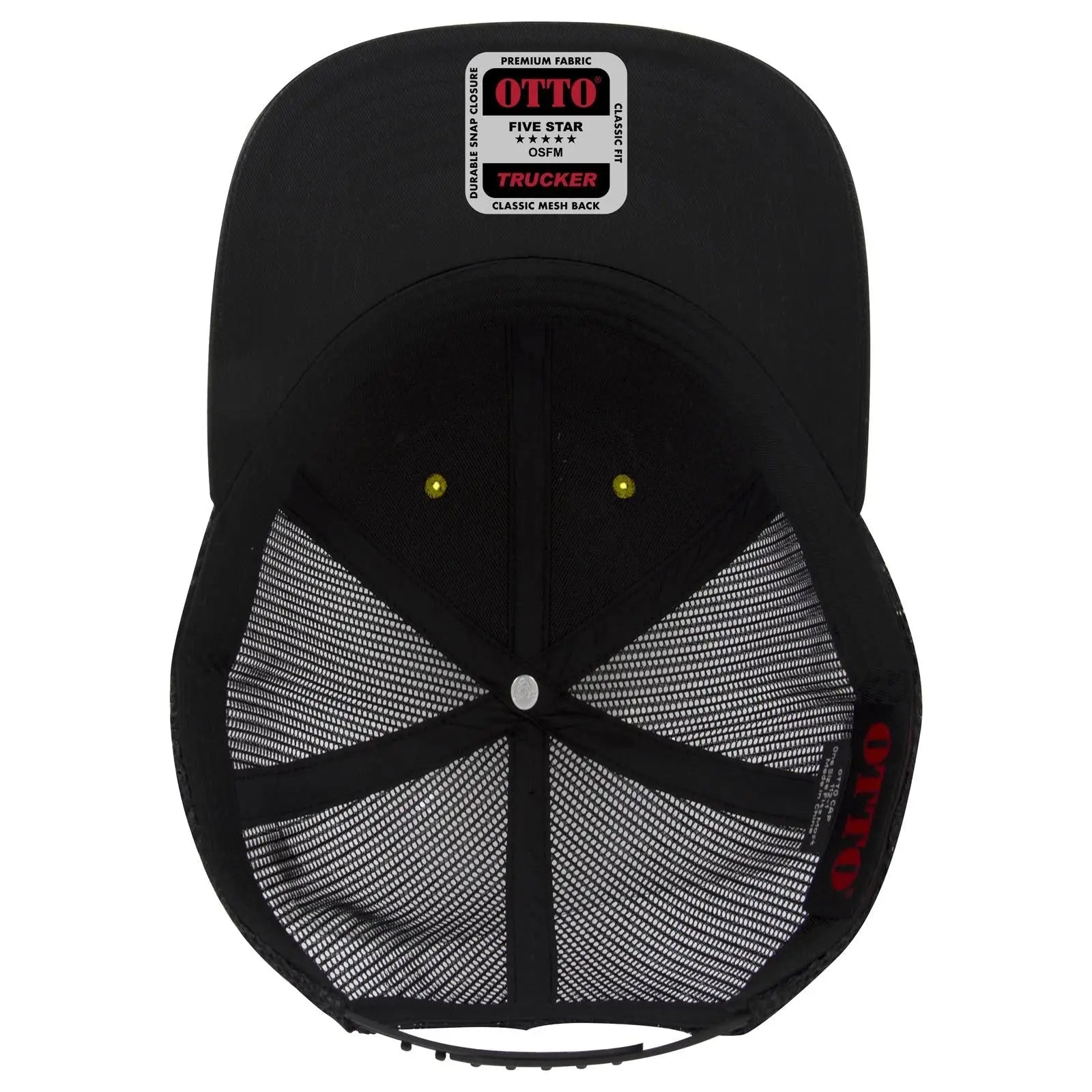 OTTO 83-1212 6 Panel Low Profile Mesh Back Trucker Cap - Blk/Cork/Blk - Blk/Cork/Blk / 6 1/2’’ - 7 5/8’’