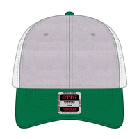 OTTO 83-1239 6 Panel Low Profile Mesh Back Trucker Cap - Kelly/HeatherGray/White - Kelly/HeatherGray/White / 6 1/2’’