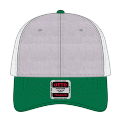OTTO 83-1239 6 Panel Low Profile Mesh Back Trucker Cap - Kelly/HeatherGray/White - Kelly/HeatherGray/White / 6 1/2’’