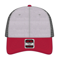 OTTO 83-1239 6 Panel Low Profile Mesh Back Trucker Cap - Red/HeatherGry/Black - Red/HeatherGry/Black / 6 1/2’’ - 7 5/8’’