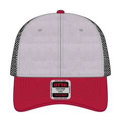 OTTO 83-1239 6 Panel Low Profile Mesh Back Trucker Cap - Red/HeatherGry/Black - Red/HeatherGry/Black / 6 1/2’’ - 7 5/8’’