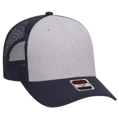 OTTO 83-1239 6 Panel Low Profile Mesh Back Trucker Cap - Navy/HeatherGray/Navy - Navy/HeatherGray/Navy / 6 1/2’’ - 7