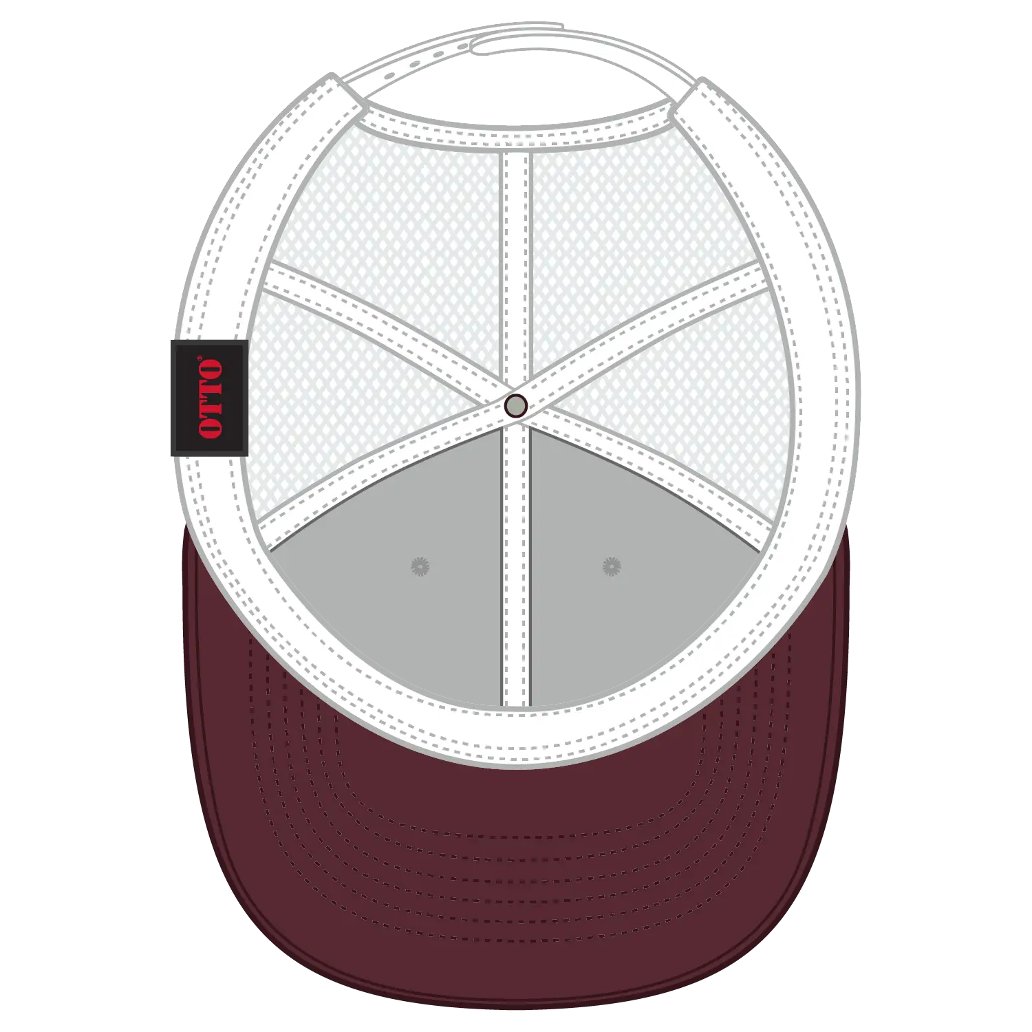 OTTO 83-1239 6 Panel Low Profile Mesh Back Trucker Cap - Maroon/HeatherGray/White - Maroon/HeatherGray/White / 6 1/2’’